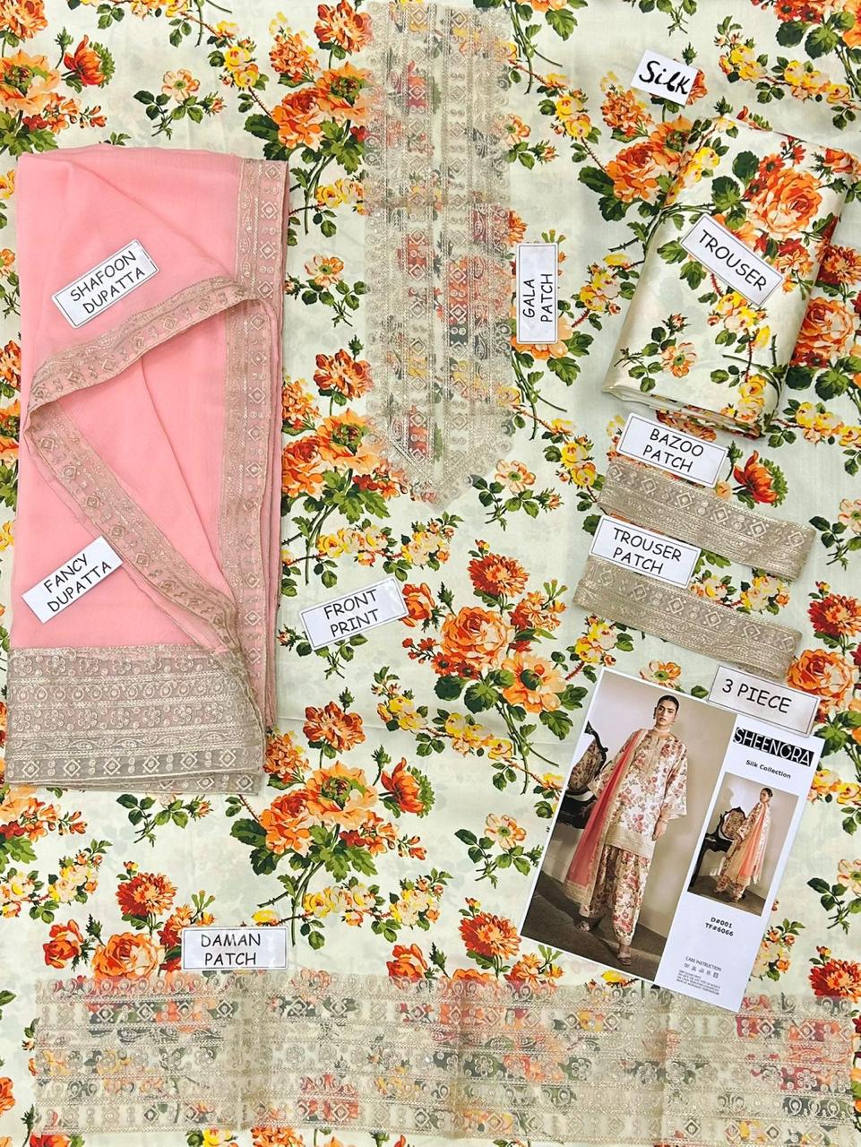 EID collection 2026 Sheenora MOST DEMANDING EDITION 03PCS UNSTITCHED SUIT FABRIC Digtal printed silk (SHIRT)..