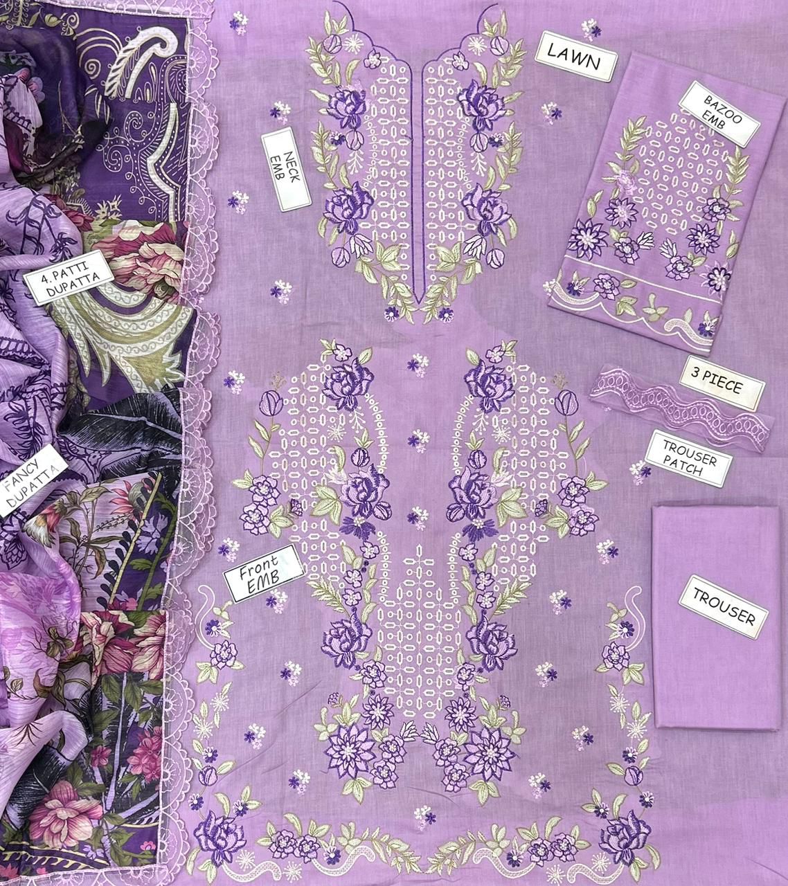 lhamdulilla Lawn EiD collection 2026 JADE MOST DEMANDING EDITION 03PCS UNSTITCHED SUIT FABRIC lawn90/88